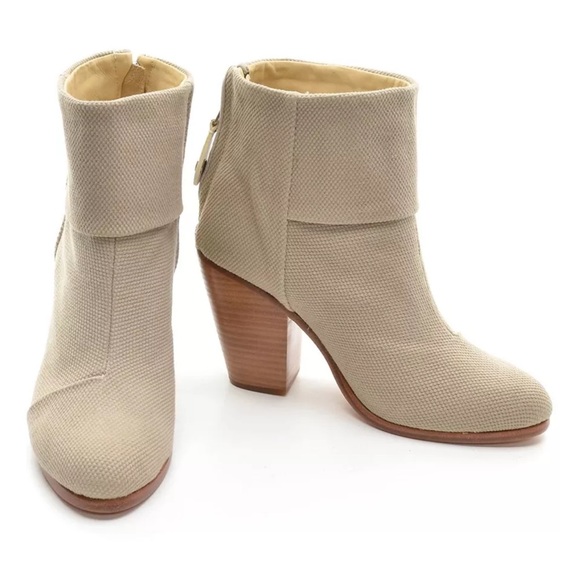 Rag & Bone Newbury taupe canvas and leather boots - Picture 3 of 17